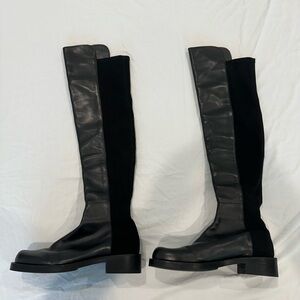 Stuart Weitzman 5050 over the knee leather & micro stretch boots in black size8B